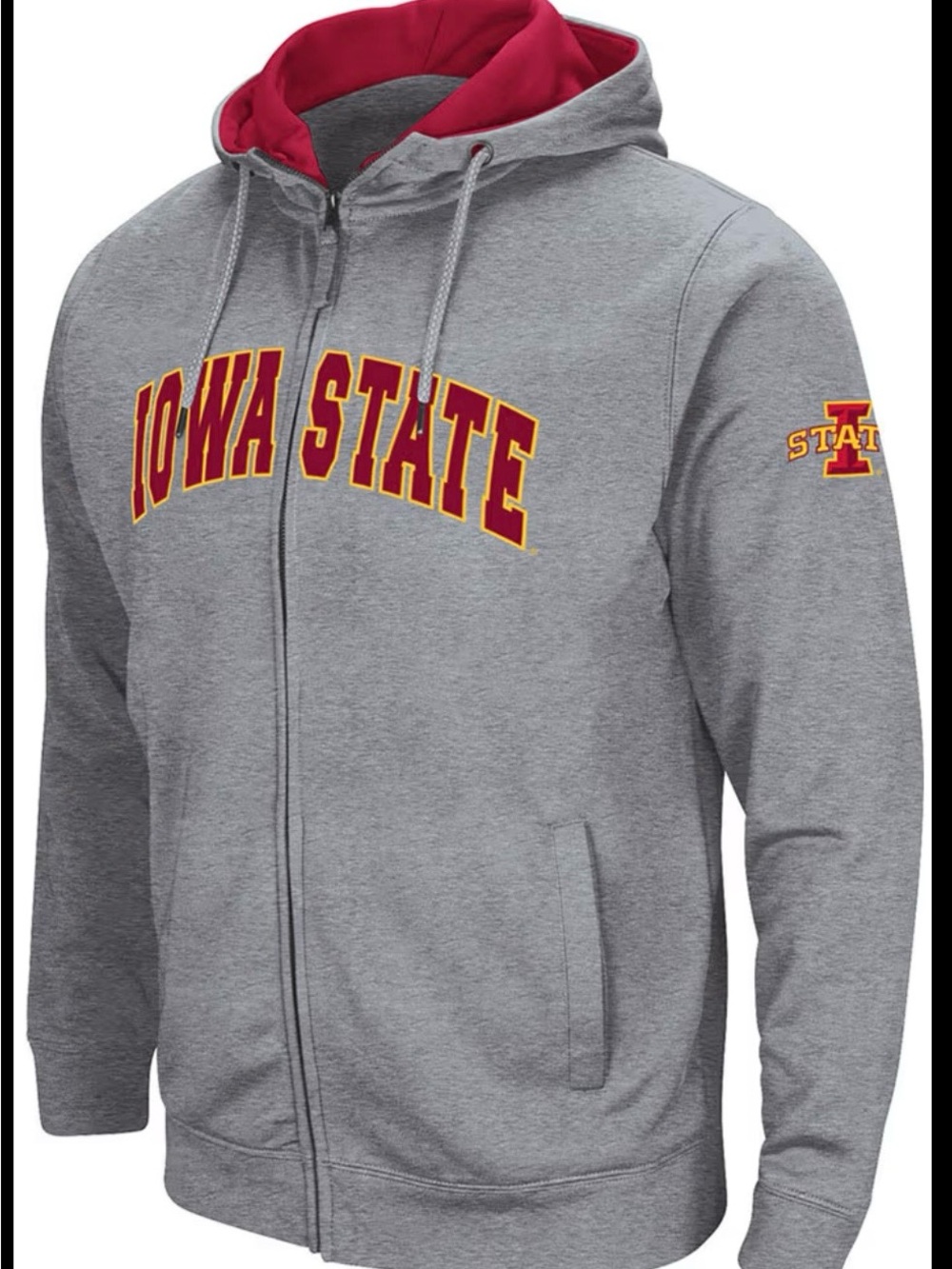 Iowa State Cyclones Hoodie Mens Medium Charcoal NCAA Football Colosseum Full Zip